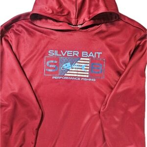 Silver Bait Hoodie Mens 2XL Red Performance Fishing Pullover Long Sleeve Logo‎